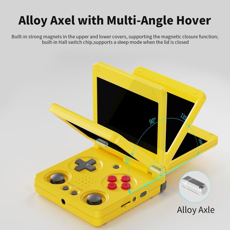GiipGoop RG34XXSP Retro Handheld Game Console RG34XX SP Retro Gaming Console with 64G Preloaded 5000+ Games,3300 mAh Battey, Portable Pocket Arcade Support 30+ Simulators 5G WiFi Bluetooth HD Yellow - Image 3